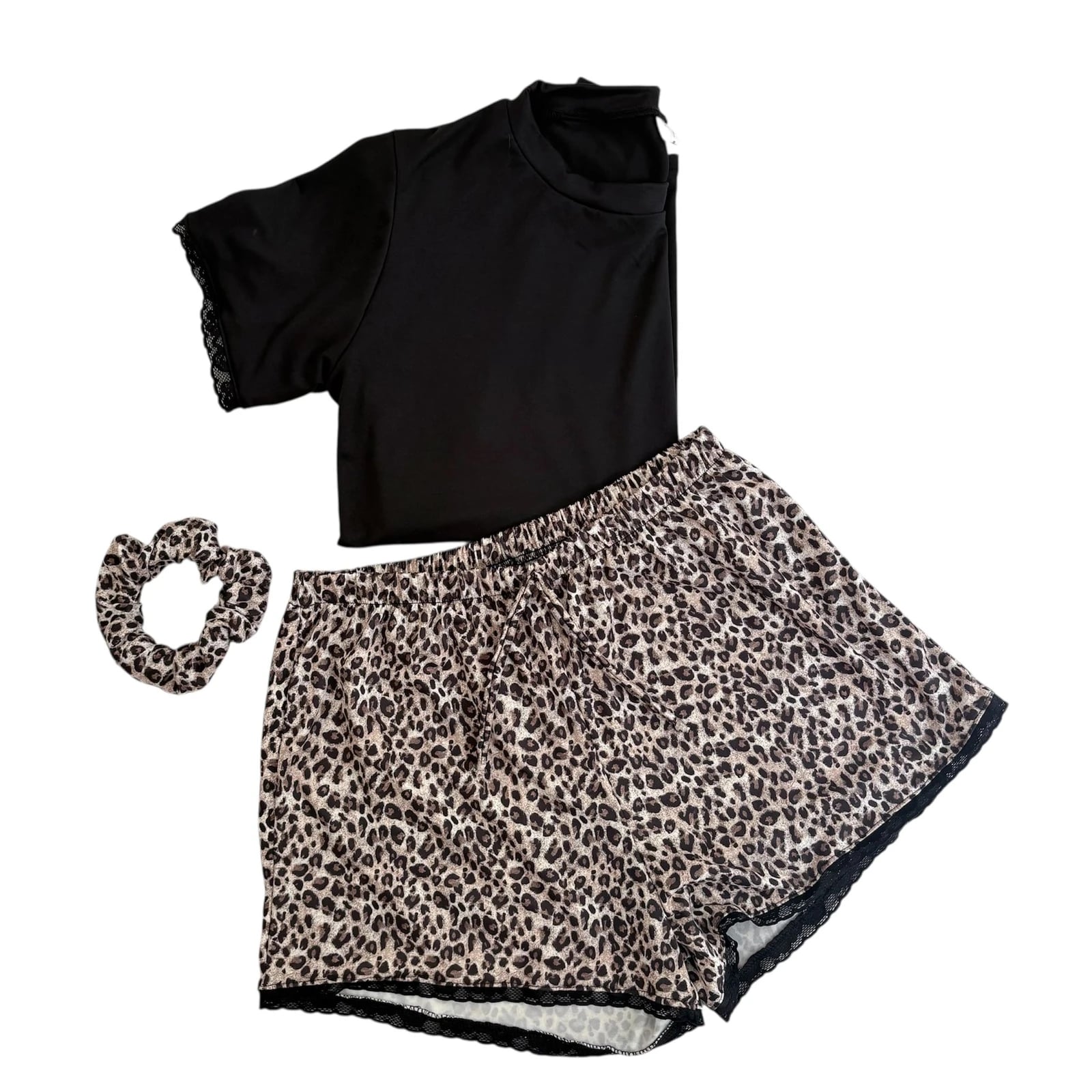 Pijama PRINT Short Print y Remera Negra