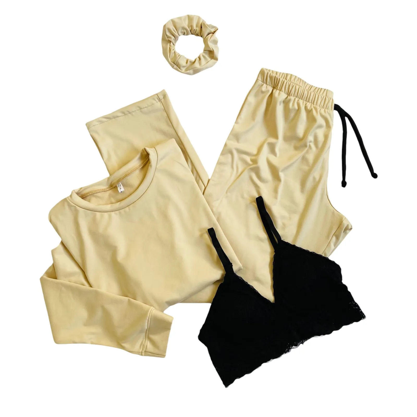 Pijama ALMA CAMEL Pantalón + Reme + Top