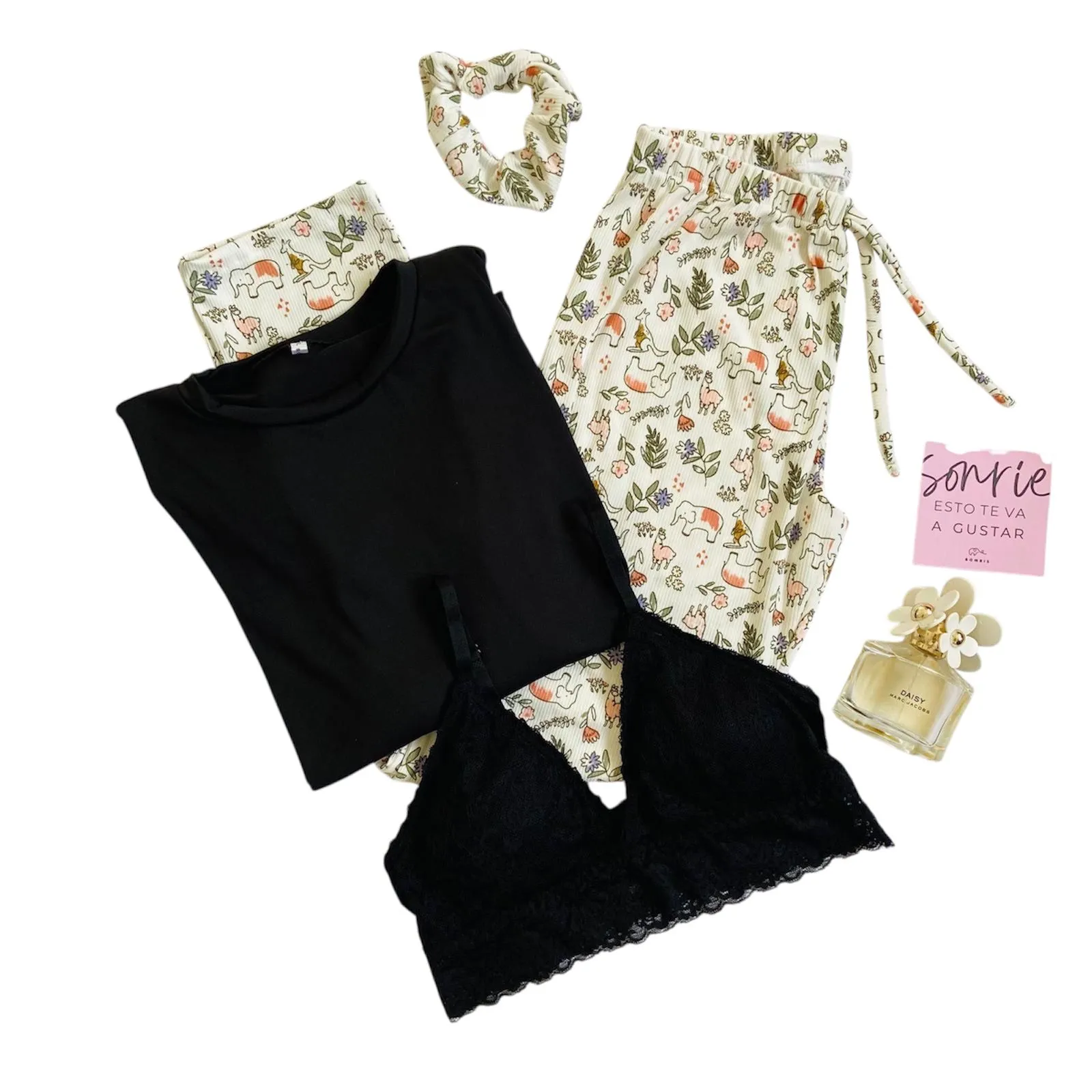 PIJAMA ANIMALITOS Pantalón + Reme + Top Lola